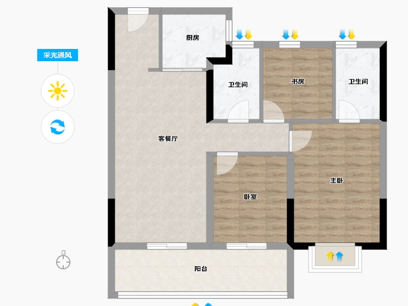 浙江省-温州市-华润置地悦未来-81.60-户型库-采光通风