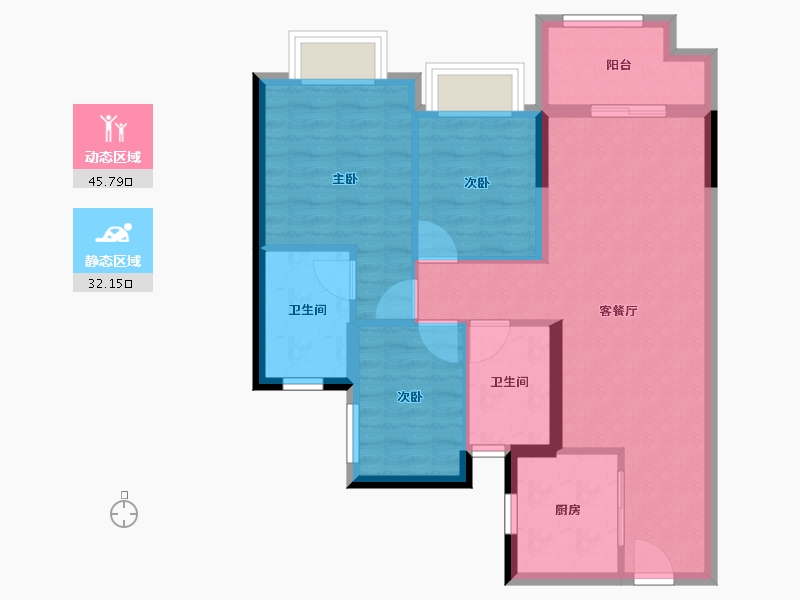 广东省-佛山市-映月湖保利天珺-69.22-户型库-动静分区