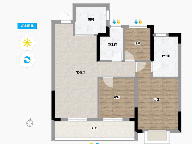 浙江省-杭州市-湖畔澄庐-78.24-户型库-采光通风