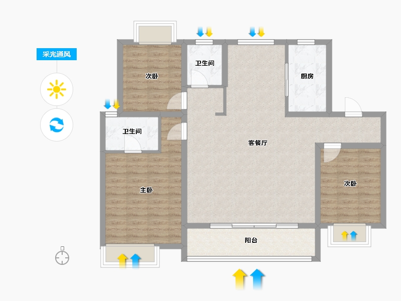 湖北省-武汉市-华润联投半岛九里-98.28-户型库-采光通风