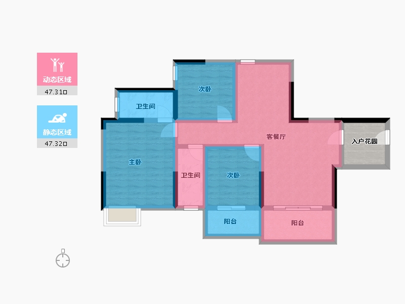 广西壮族自治区-桂林市-盛世花园-88.64-户型库-动静分区