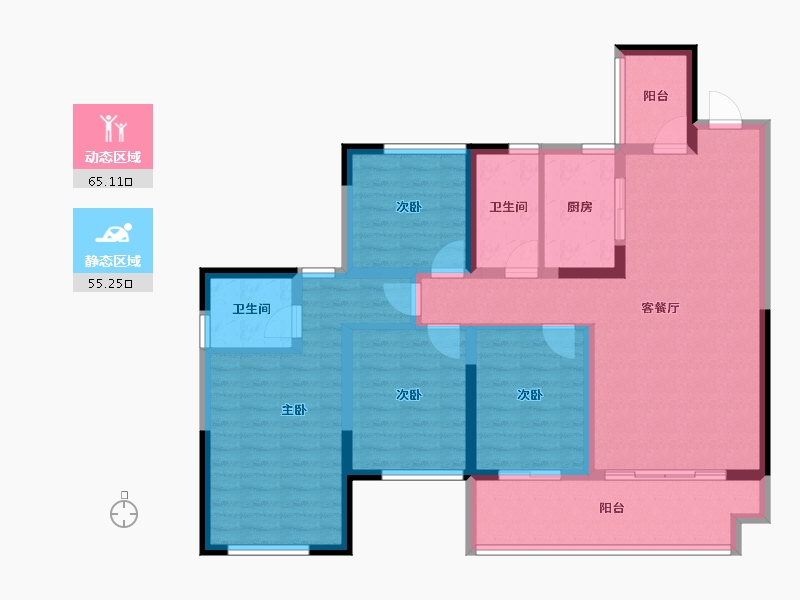 广西壮族自治区-桂林市-宏湖中央城-107.08-户型库-动静分区