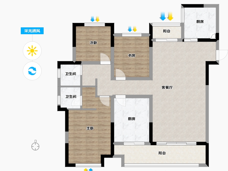 河南省-商丘市-上海公馆樾府-113.00-户型库-采光通风