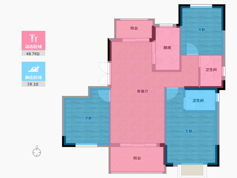 湖北省-宜昌市-康瑞·地中海阳光-78.85-户型库-动静分区