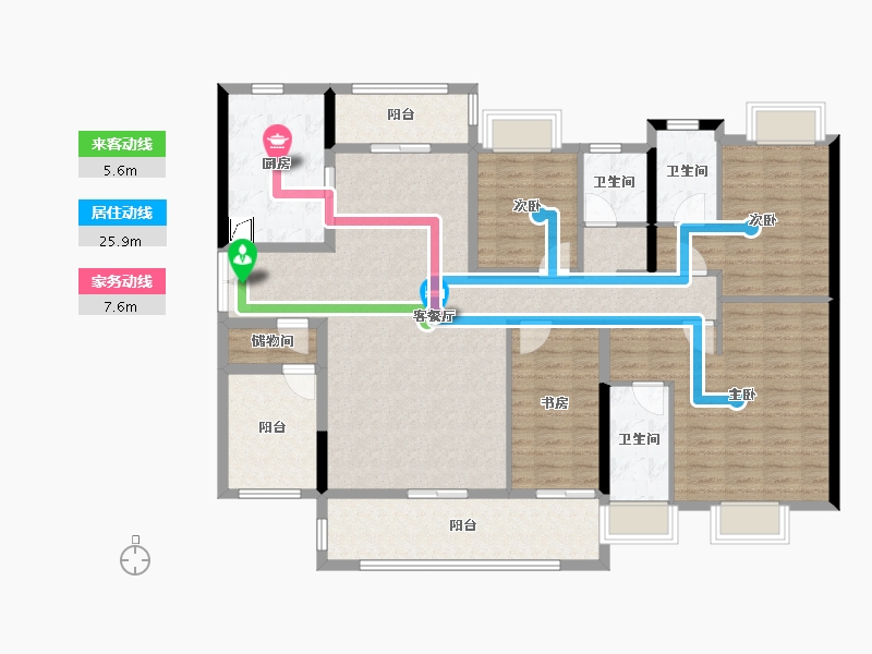 广东省-佛山市-映月湖保利天珺-142.62-户型库-动静线