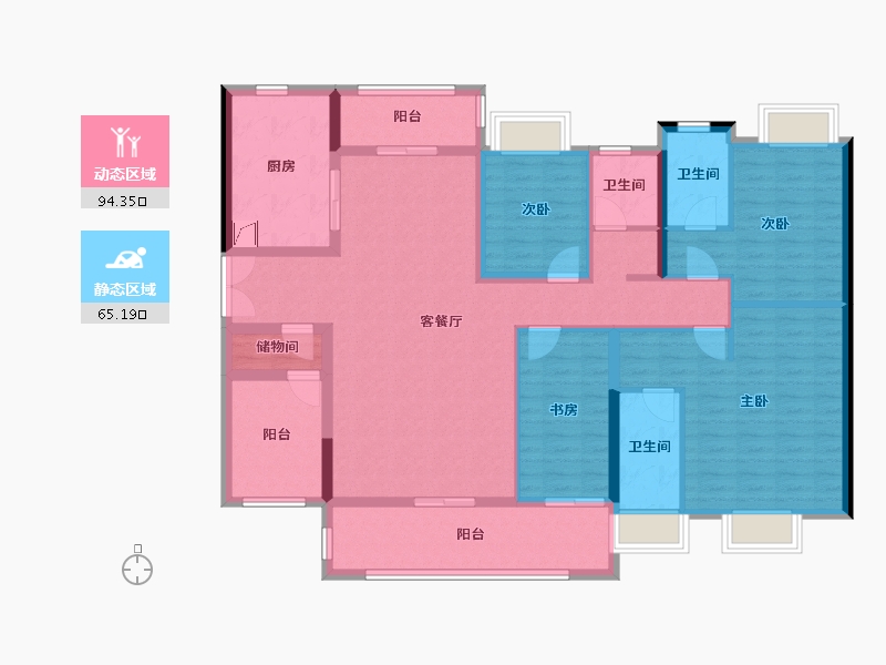 广东省-佛山市-映月湖保利天珺-142.62-户型库-动静分区