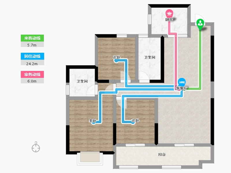 贵州省-黔南布依族苗族自治州-龙泉佳园-106.00-户型库-动静线