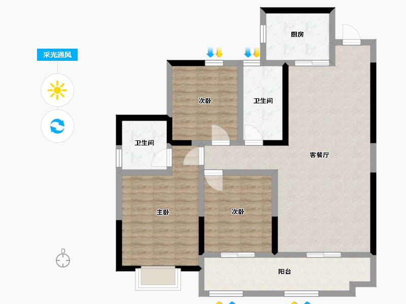 贵州省-黔南布依族苗族自治州-龙泉佳园-106.00-户型库-采光通风