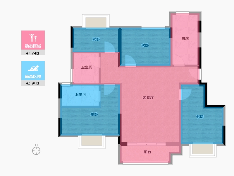 重庆-重庆市-金茂悦-80.06-户型库-动静分区