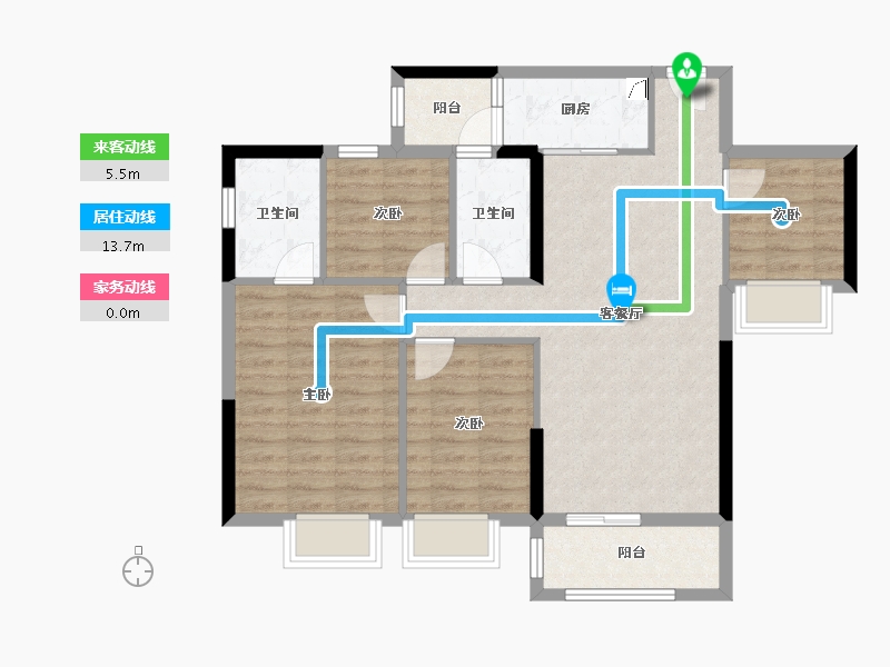 广东省-佛山市-桂南星晴公馆-86.89-户型库-动静线