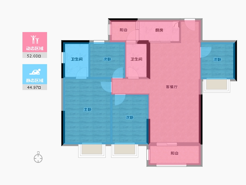 广东省-佛山市-桂南星晴公馆-86.89-户型库-动静分区