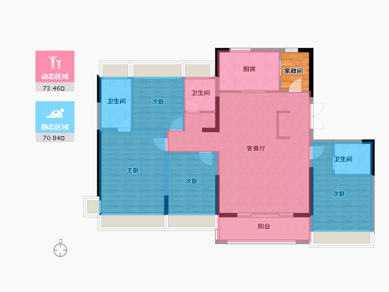 江苏省-徐州市-美的·天誉-135.30-户型库-动静分区