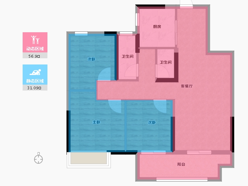 江苏省-徐州市-美的·天誉-78.39-户型库-动静分区