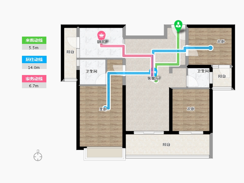 湖南省-长沙市-绿地云鹿国际-103.20-户型库-动静线