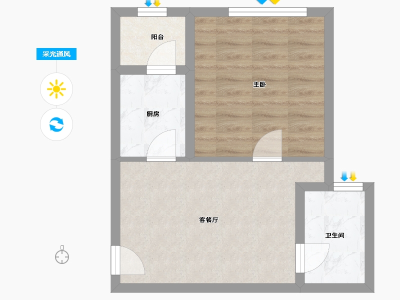 浙江省-嘉兴市-星海小镇-40.00-户型库-采光通风