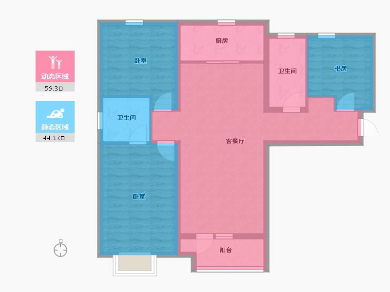 河北省-石家庄市-绿地新里城西斯莱公馆-92.52-户型库-动静分区