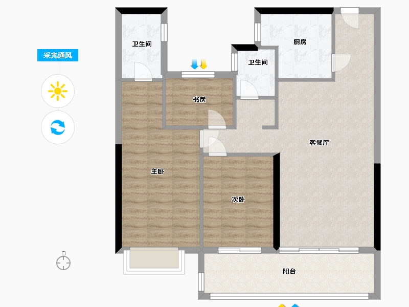 福建省-泉州市-晋兴学府-90.00-户型库-采光通风