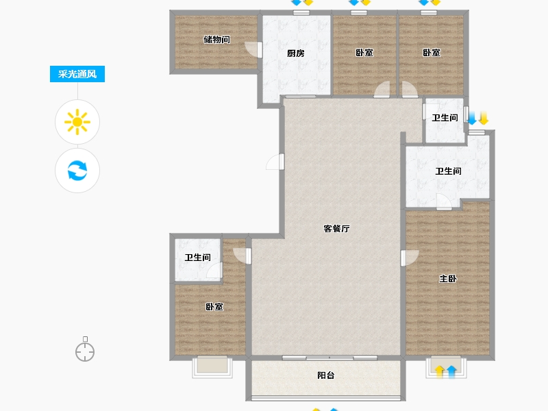 河北省-石家庄市-利航棠樾府-212.00-户型库-采光通风