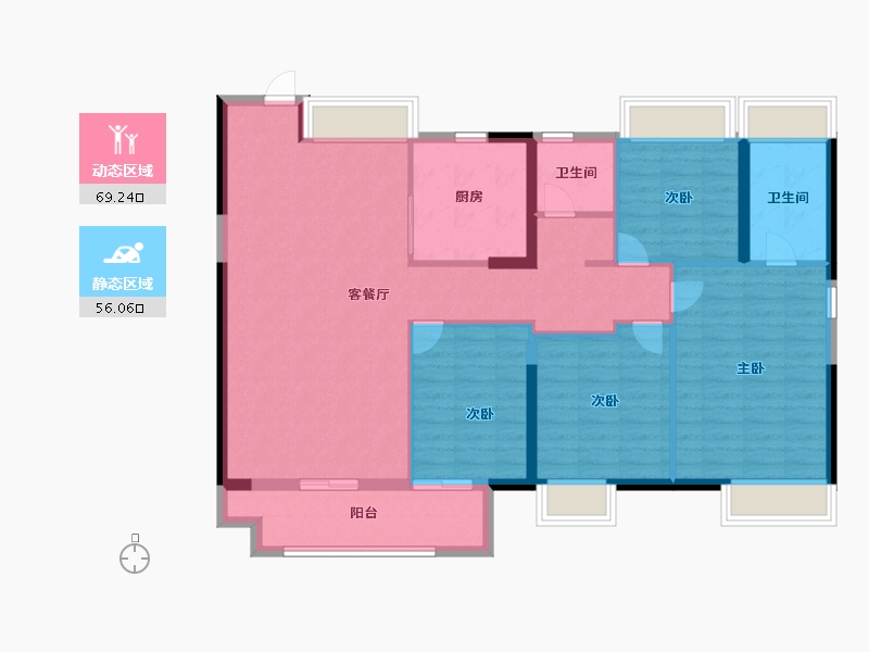 江苏省-徐州市-美的·天誉-113.60-户型库-动静分区