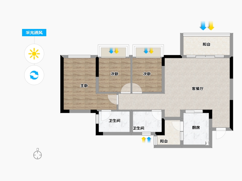 重庆-重庆市-中国铁建山语桃源-79.08-户型库-采光通风