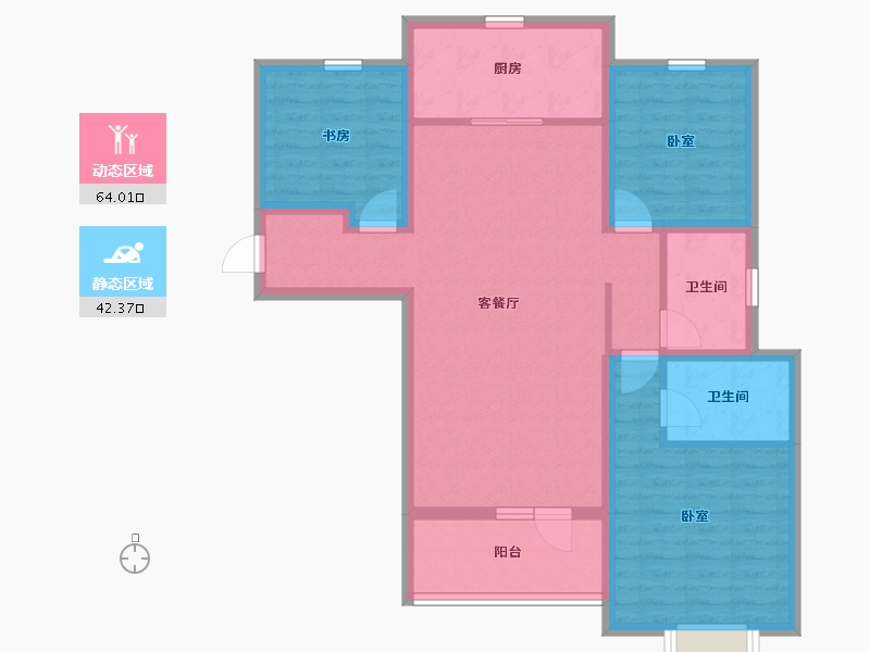 河北省-石家庄市-绿地新里城西斯莱公馆-94.68-户型库-动静分区