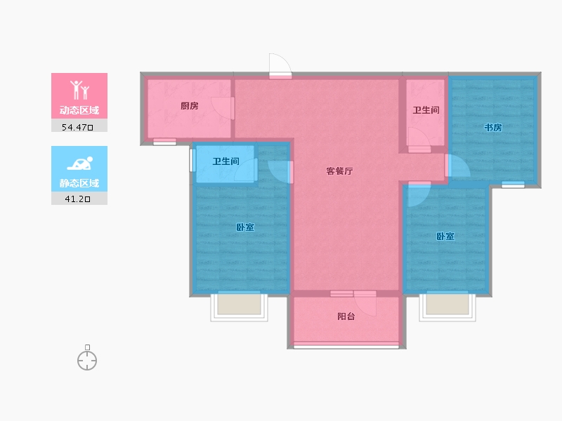 河北省-石家庄市-绿地新里城西斯莱公馆-84.58-户型库-动静分区