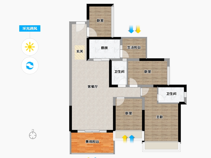 广东省-湛江市-君临世纪-110.44-户型库-采光通风