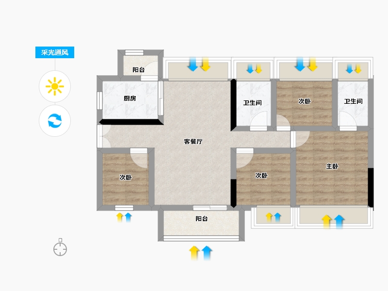 广东省-广州市-创基丽江国际-69.56-户型库-采光通风