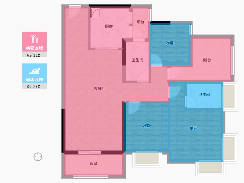 广东省-佛山市-​颐安灏景湾-93.57-户型库-动静分区