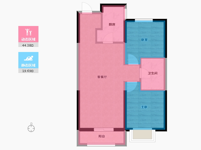 黑龙江省-哈尔滨市-汇龙玖和琚-56.86-户型库-动静分区