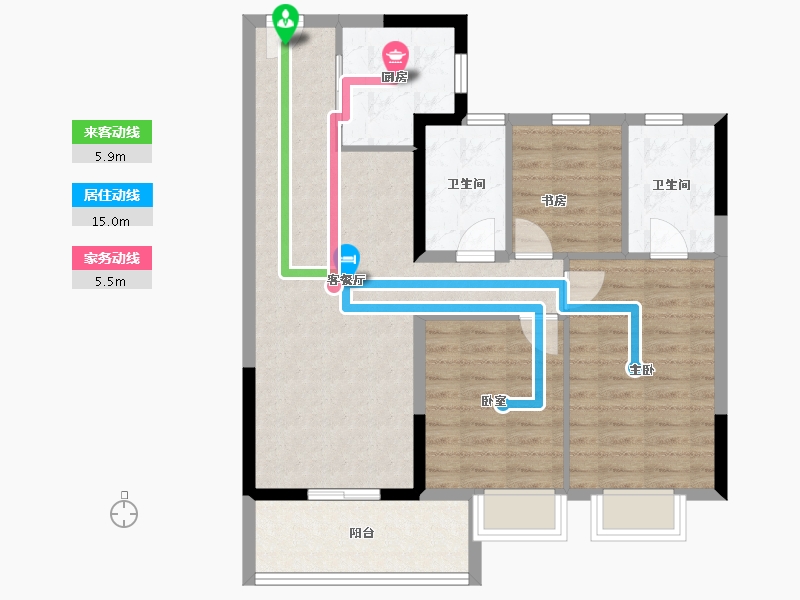 浙江省-温州市-绿城春月江澜-84.00-户型库-动静线