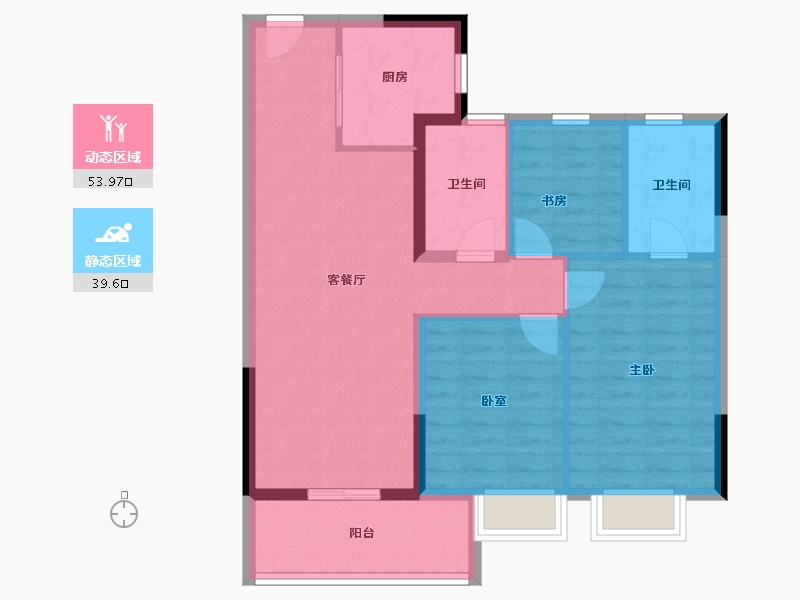 浙江省-温州市-绿城春月江澜-84.00-户型库-动静分区