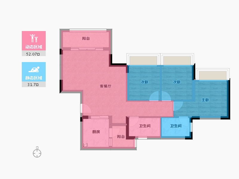 重庆-重庆市-中国铁建山语桃源-74.05-户型库-动静分区