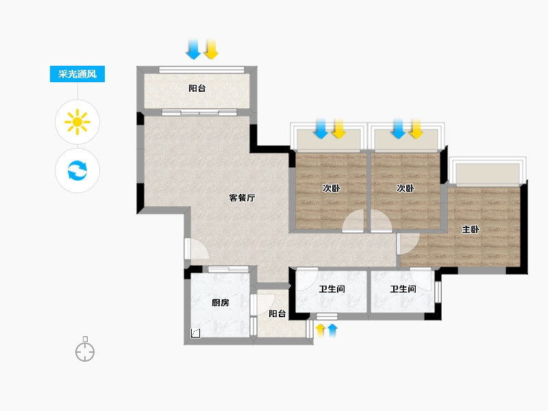 重庆-重庆市-中国铁建山语桃源-74.05-户型库-采光通风