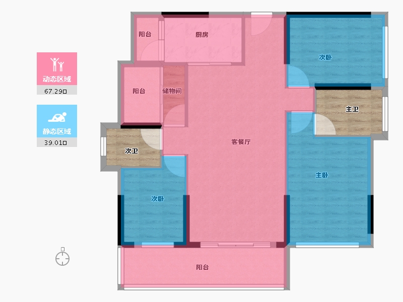 广东省-河源市-桃源国际-105.49-户型库-动静分区