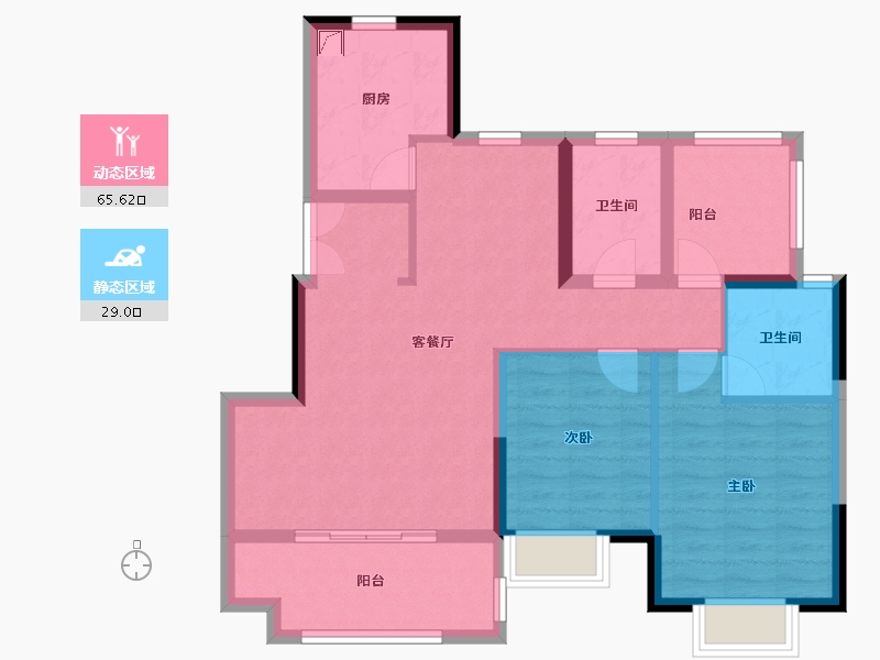 安徽省-合肥市-海伦堡雅居乐玖悦府-84.00-户型库-动静分区