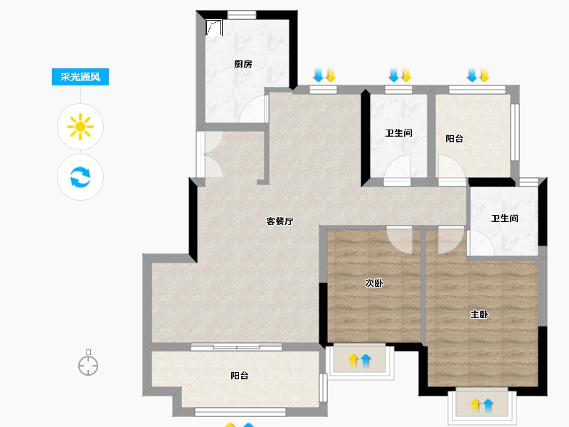 安徽省-合肥市-海伦堡雅居乐玖悦府-84.00-户型库-采光通风