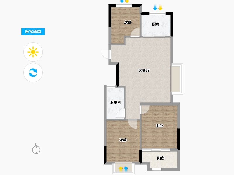 浙江省-宁波市-恒威育才国际社区-72.53-户型库-采光通风