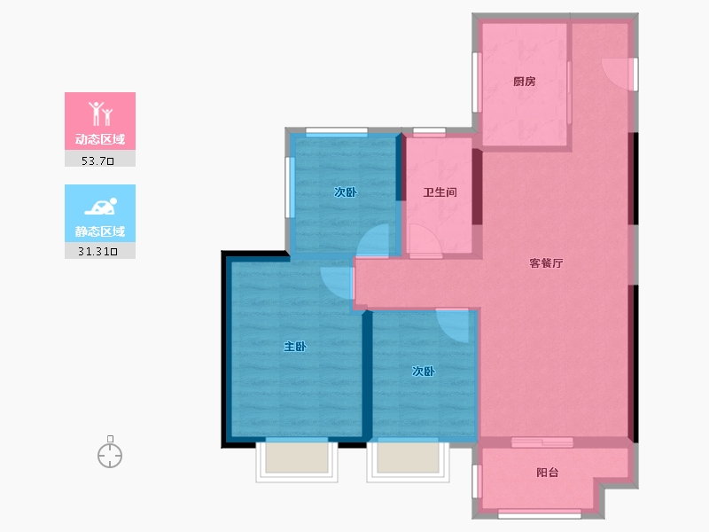 安徽省-合肥市-海伦堡雅居乐玖悦府-76.00-户型库-动静分区