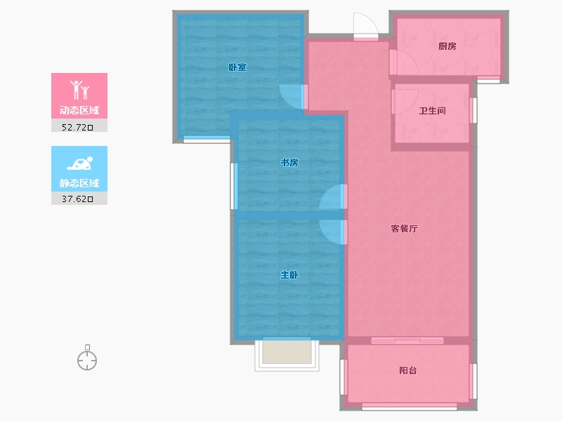 陕西省-咸阳市-城投时代-80.00-户型库-动静分区