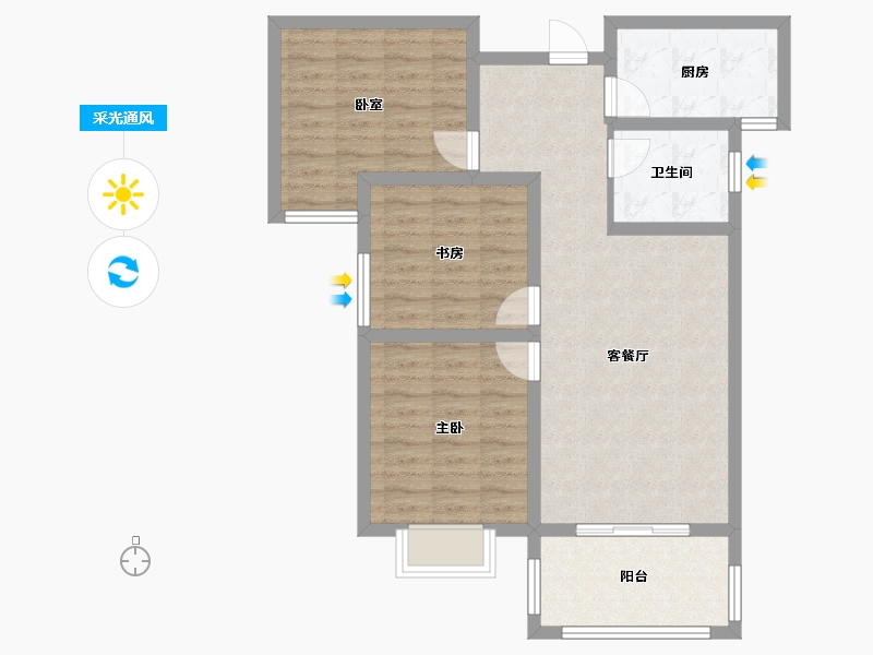 陕西省-咸阳市-城投时代-80.00-户型库-采光通风