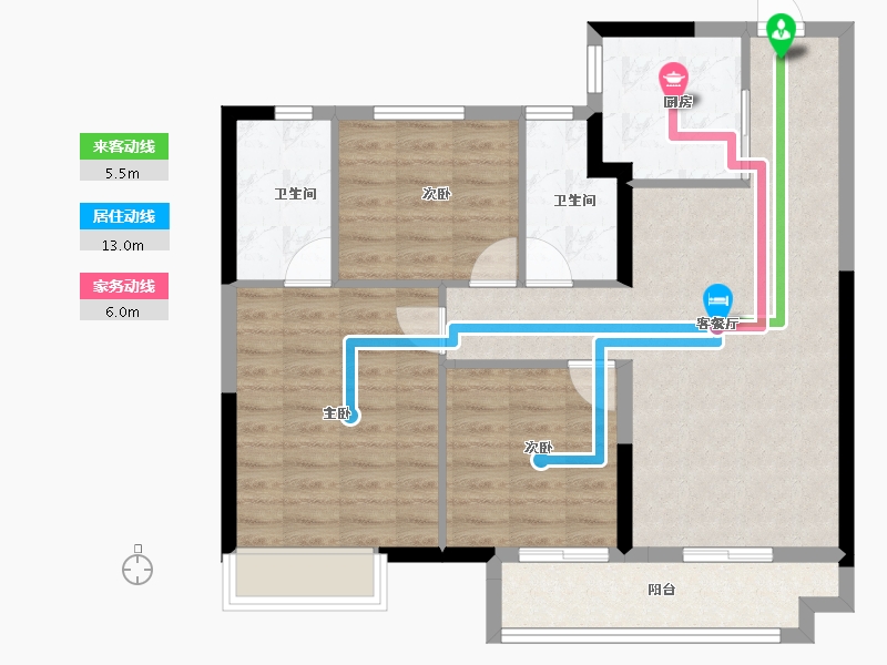 江苏省-徐州市-美的·天誉-83.99-户型库-动静线