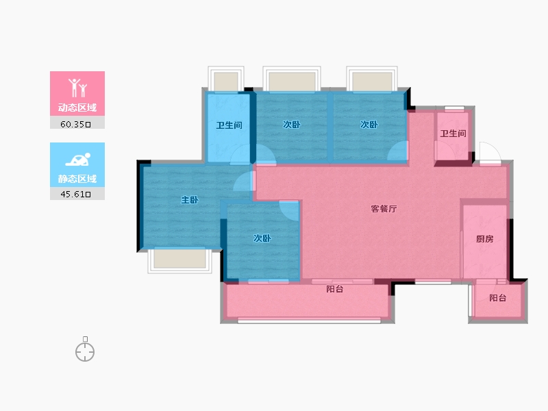 重庆-重庆市-北京城建龙樾生态城-94.36-户型库-动静分区