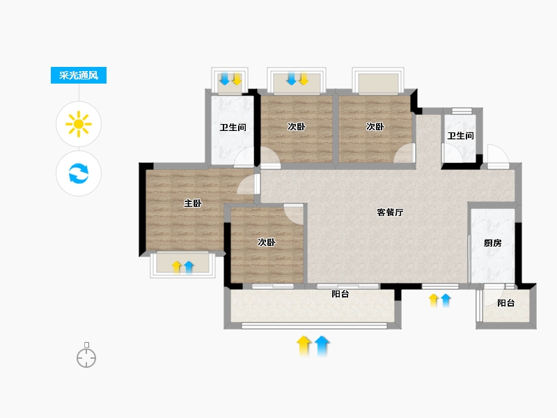 重庆-重庆市-北京城建龙樾生态城-94.36-户型库-采光通风