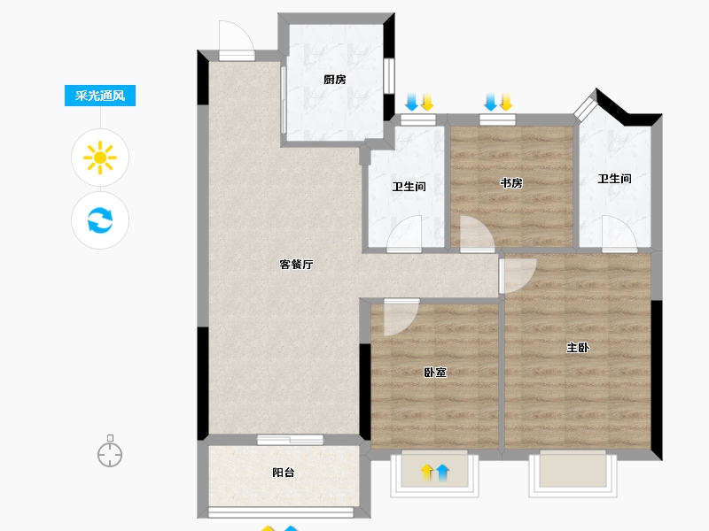 浙江省-温州市-江海云著-79.20-户型库-采光通风