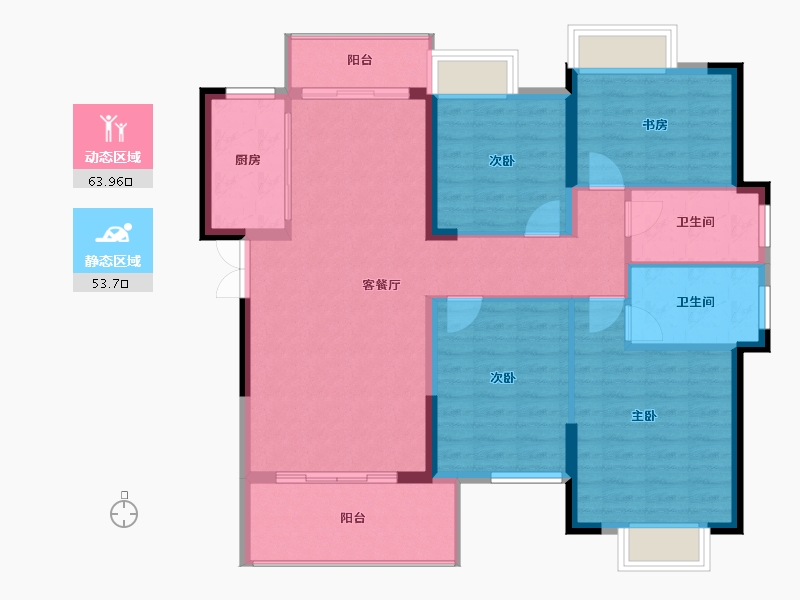 湖北省-宜昌市-华景宜都府-106.89-户型库-动静分区