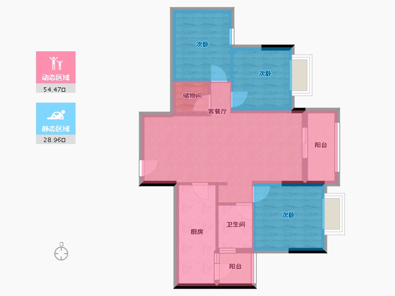 重庆-重庆市-龙湖康田麓宸-79.00-户型库-动静分区