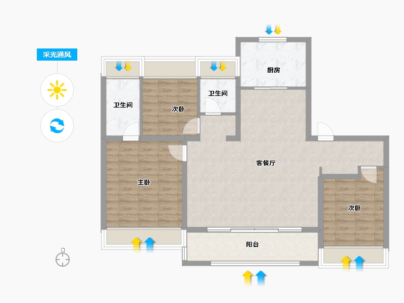 江苏省-徐州市-美的·天誉-103.20-户型库-采光通风