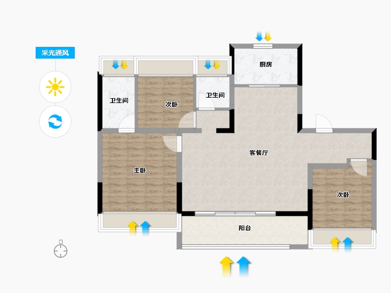 江苏省-徐州市-美的·天誉-103.20-户型库-采光通风