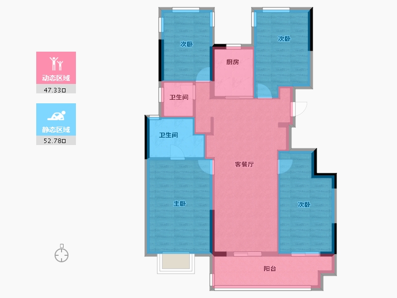 福建省-福州市-碧桂园正荣阳光城悦江湾-89.60-户型库-动静分区